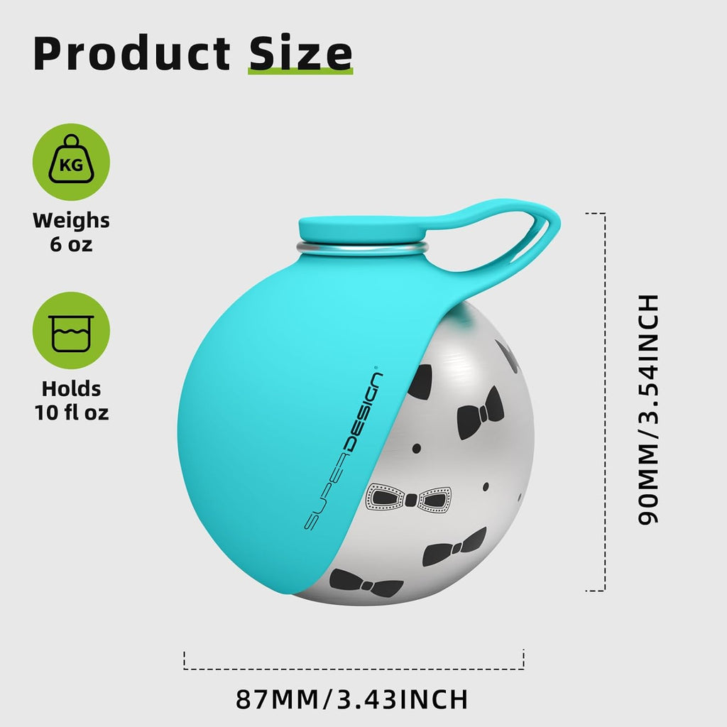 2-in-1 Portable Dog Water Bottle for Small Dogs - Leak-Proof & Compact Dog Travel Water Bottle -Stainless Steel Bottle & Silicone Bowl - Ideal for Walking, Hiking & Travels(10 fl oz, Blue)